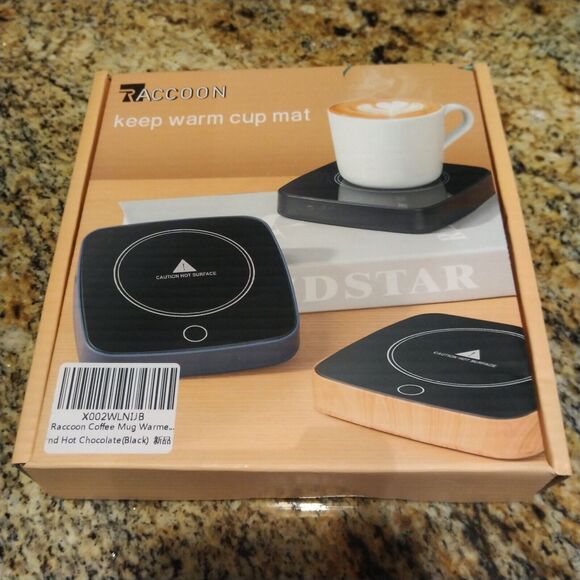 Raccoon Coffee Mug Warmer Waterproof Smart Cup 3 Temperature Setting Black NIB - Picture 1 of 6